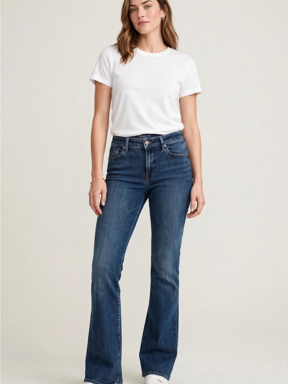 Fidelity Women’s Lily High Rise Bootcut Medium-Dark Viper rinse denim jean pants